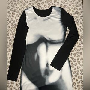 Black and White Long Sleeve Dress